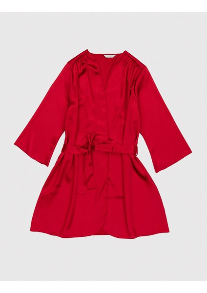 Kadın Kırmızı Saten 3'lü Pijama Takımı 50304006-VR030