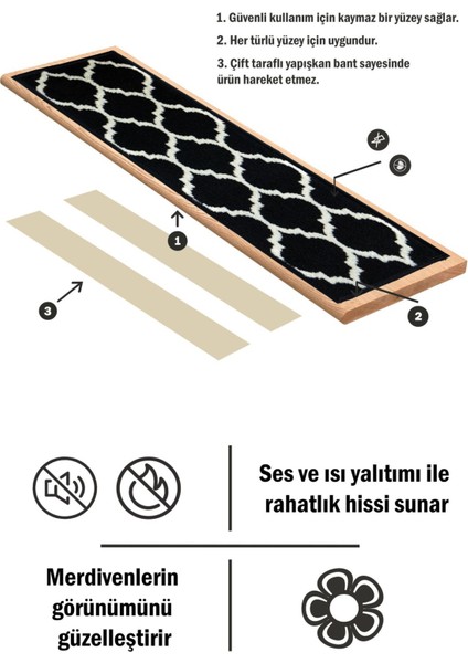 Dikdörtgen Dokuma Merdiven Halısı Kendinden Yapışkanlı modelleri