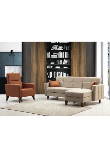 Polya Köşe Takım+Berjer-Bej 92+Kiremit