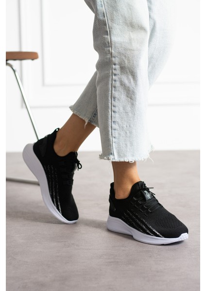 Siyah Beyaz Unisex Yıkanabilir Rahat Hava Alabilen Kokusuz Triko Spor Ayakkabı Sneaker 015