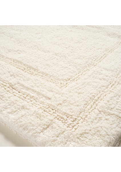 Solıd Çift Taraflı Pamuk Banyo Paspası 40 x 60 cm Ekru