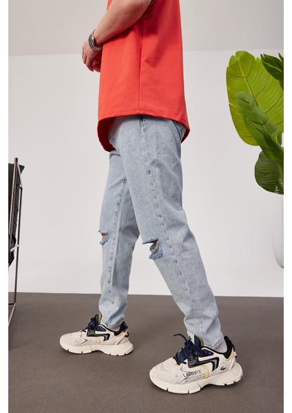 5101 Dizi Yırtık Slim Buz Mavi Jean