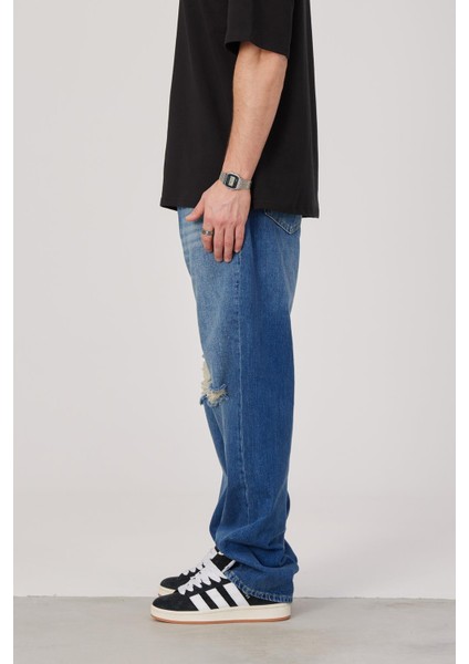 5174 Dizi Yırtık Koyu Mavi Baggy Jean (16160) modelleri