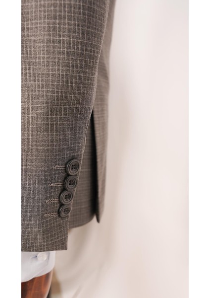 Erkek Piti Kare Gri Slim Fit Yelekli Takım Elbise indirimleri