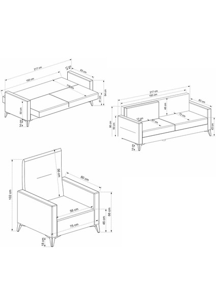 Kristal 3+1 Berjer Koltuk Takımı Koyu Gri indirimleri