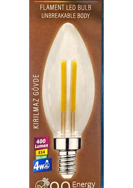 4 Watt Flament LED Mum Ampul- Sarı Işık