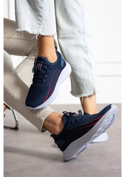 Lacivert Kırmızı Unisex Yıkanabilir Rahat Hava Alabilen Kokusuz Triko Spor Ayakkabı Sneaker 015 fırsatları
