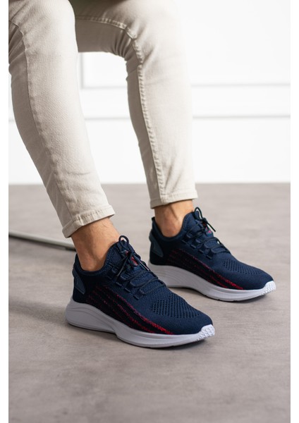 Lacivert Kırmızı Unisex Yıkanabilir Rahat Hava Alabilen Kokusuz Triko Spor Ayakkabı Sneaker 015 indirimleri