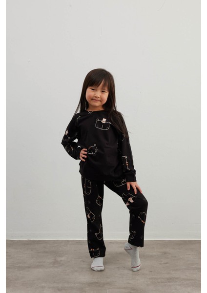 Kız Çocuk Pamuklu Uzun Pijama Takımı