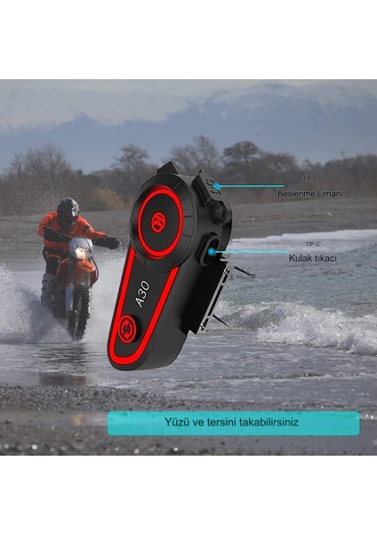 Rgb Modlu Bluetooth Motosiklet Kulaklık 5.2 Bluetooth Interkom Kask Kulaklik