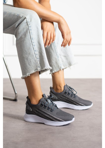 Füme Buz Unisex Yıkanabilir Rahat Hava Alabilen Kokusuz Triko Spor Ayakkabı Sneaker 015