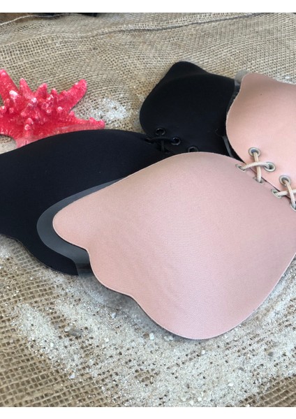 2’li Paket Askısız Kelebek Sütyen Seti | Siyah ve Ten Dolgun Gösteren Dikişsiz Silikonlu fiyatları