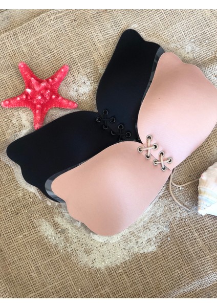 2’li Paket Askısız Kelebek Sütyen Seti | Siyah ve Ten Dolgun Gösteren Dikişsiz Silikonlu fırsatları