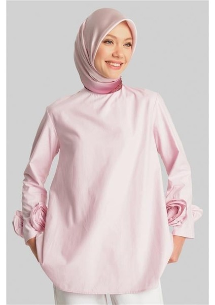 Kolları Çiçekli Bluz 24Y3553 Pembe