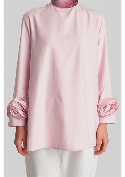 Kolları Çiçekli Bluz 24Y3553 Pembe