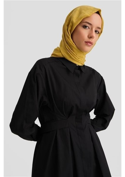 Fiyonklu Naturel Kumaşlı Tunik 24K4300 Siyah