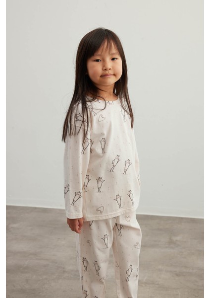 Kız Çocuk Pamuklu Uzun Kollu Pijama Takımı