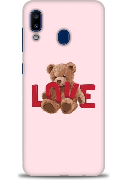 Samsung Galaxy A20 Kılıf Hd Baskılı - Love Bear + 9h Nano Ekran Koruyucu