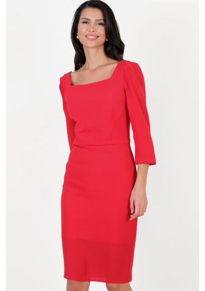 Peterson Kare Yaka Elbise KIRMIZI fiyatları