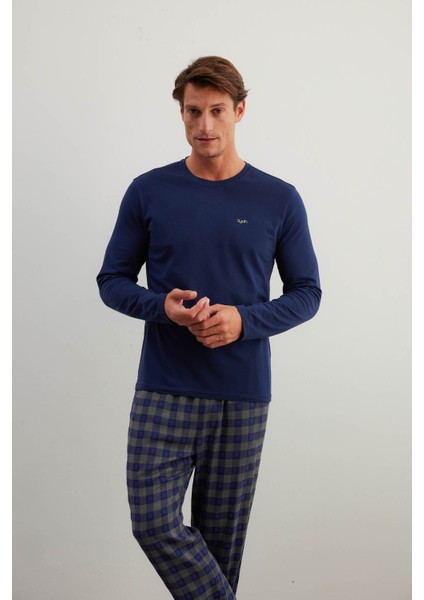 Erkek Pamuklu Uzun Kollu Pijama Üstü