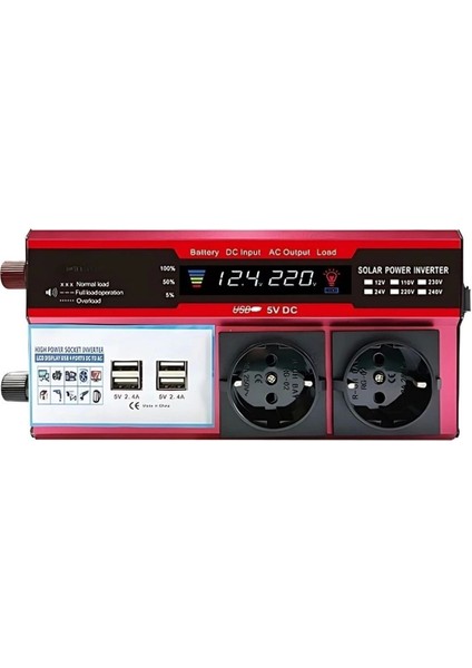 12V 2000W Araç ve Güneş Enerjisi Uyumlu Modifiye Sinus Inverter Çift USB Çift Priz ve Çakmaklıklı (4738)