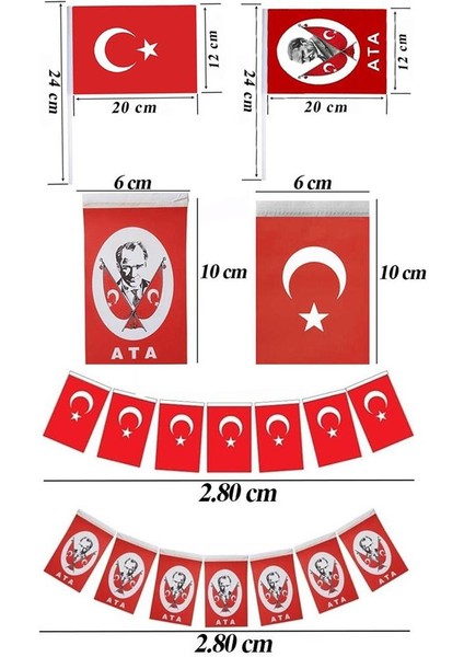 Okul Sınıf Süsü 7 Çeşit 1 Paket Çıtalı Bayrak Bayraklı Balon Atatürklü Balon Ipli Bayrak Flamalı Bayrak 29 Ekim 23 Nisan