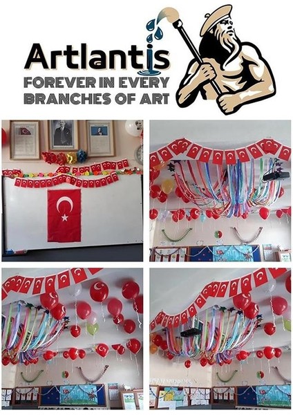 Okul Sınıf Süsü 7 Çeşit 1 Paket Çıtalı Bayrak Bayraklı Balon Atatürklü Balon Ipli Bayrak Flamalı Bayrak 29 Ekim 23 Nisan