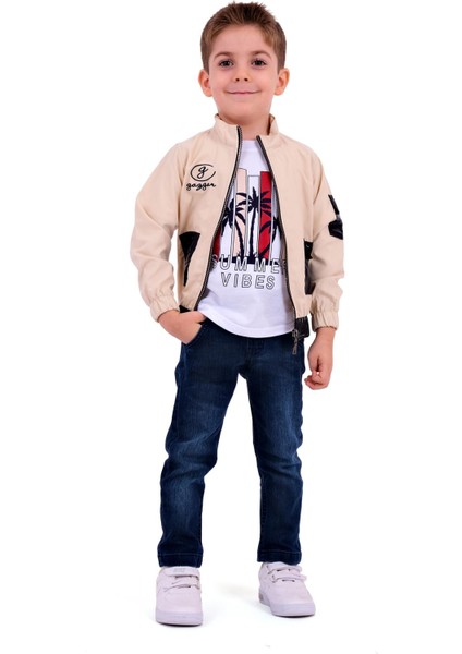 Erkek Çocuk Ceket (Mont) Pantolon ve T-Shirt Takımı