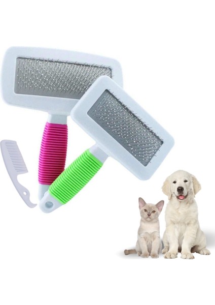 Kedi Köpek Telli Küçük Boy Tüy Bakım Seti Evcil Hayvan Tarama Fırçası (4738)