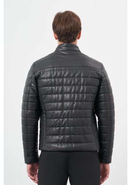 Siyah Suni Deri Hakim Yaka Düz Yırtmaçsız Tam Astar Slim Fit Casual Deri Mont 1038245153 indirimleri
