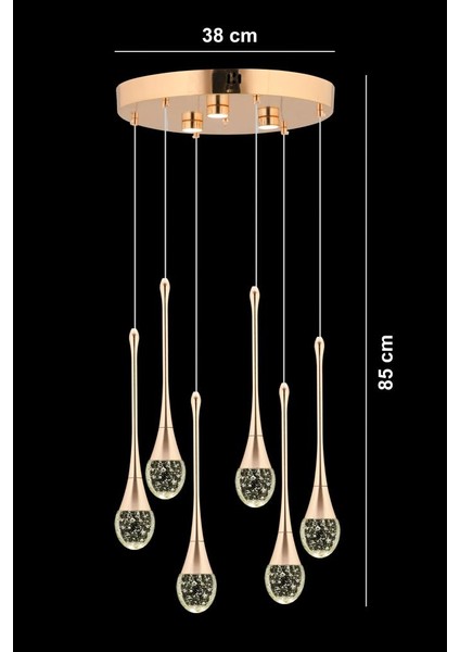Istanbul Avize Mercure 6'lı Gold Ledli Modern Lü x Avize