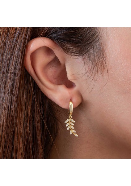 Gümüş Gold Sallantılı Başak Kadın Küpe fırsatları