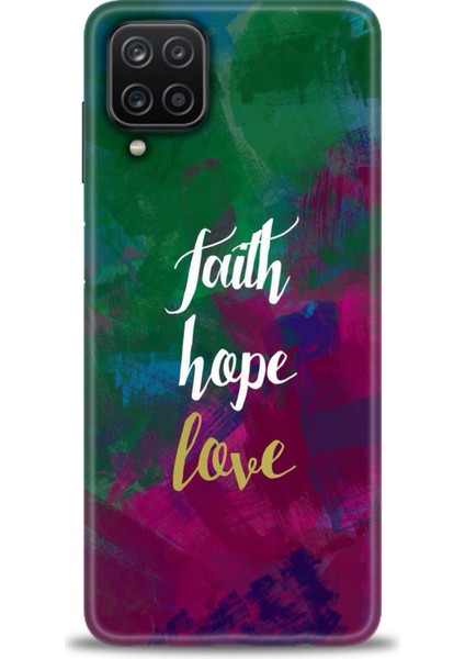 Samsung Galaxy M12 Kılıf Hd Baskılı - Faith Hope Love + 9h Nano Ekran Koruyucu