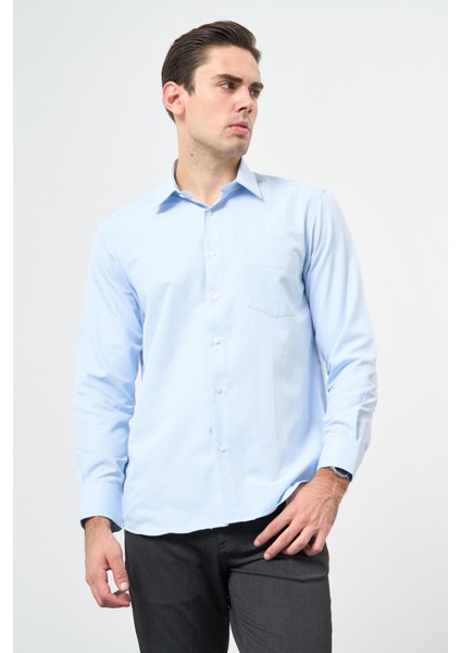 Koyu Mavi Uzun Kol Düz Sert Yaka Pamuklu Classic Comfort Fit Gömlek 1004245269 modelleri