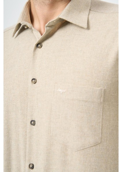 Açık Bej Uzun Kol Düz Gabardin Sert Yaka Cepli Pamuklu Classic Comfort Fit Gömlek 1004245168 indirimleri