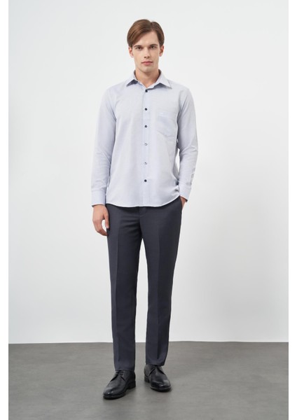 Koyu Lacivert Uzun Kol Kendinden Cepli Pamuklu Classic Comfort Fit Gömlek 1004245213 fiyatları