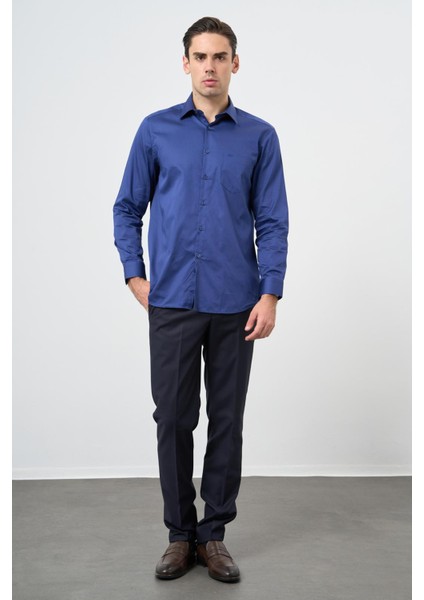 Lacivert Uzun Kol Düz Bez Ayağı 041 Sert Yaka Classic Comfort Fit Gömlek 1004245323 modelleri