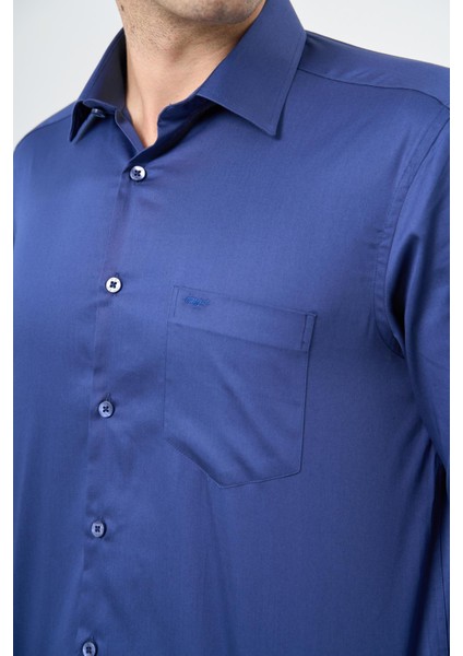 Lacivert Uzun Kol Düz Bez Ayağı 041 Sert Yaka Classic Comfort Fit Gömlek 1004245323 fırsatları