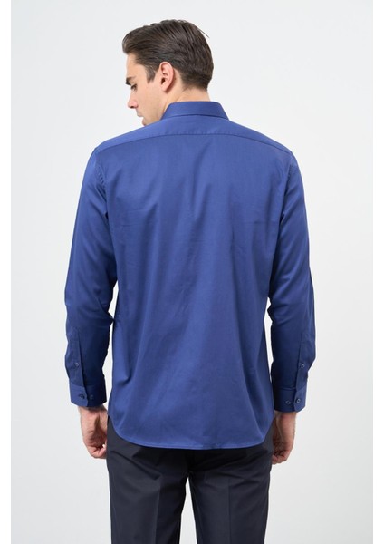 Lacivert Uzun Kol Düz Bez Ayağı 041 Sert Yaka Classic Comfort Fit Gömlek 1004245323 indirimleri