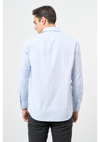 Koyu Mavi Uzun Kol Kareli Desen Cepli Pamuklu Classic Comfort Fit Gömlek 1004245162 indirimleri