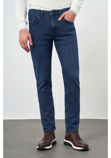 Koyu Haki Düz Gabardin Pamuklu 5 Cep Slim Fit Casual Denim Pantolon 1023245155