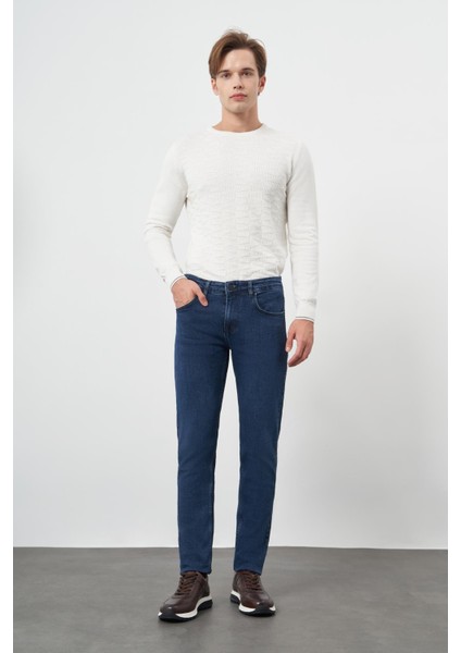 Koyu Haki Düz Gabardin Pamuklu 5 Cep Slim Fit Casual Denim Pantolon 1023245155