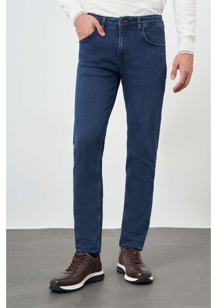 Koyu Haki Düz Gabardin Pamuklu 5 Cep Slim Fit Casual Denim Pantolon 1023245155