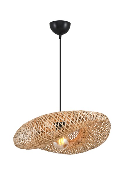 Istanbul Avize Vangu Siyah Duylu 40 cm Avize Bambu,iskandinav,bohem,rattan,modern,rustik Aydınlatma