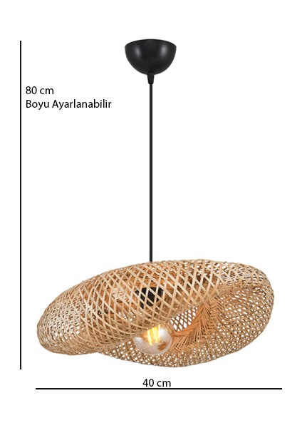 Istanbul Avize Vangu Siyah Duylu 40 cm Avize Bambu,iskandinav,bohem,rattan,modern,rustik Aydınlatma fırsatları