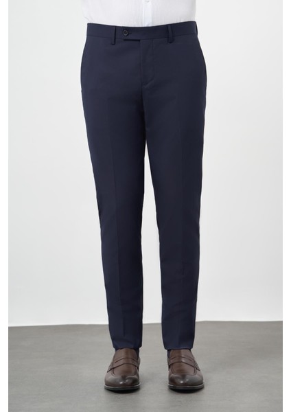 Lacivert Düz Gabardin Esnek Yan Cep Slim Fit Classic Pantolon 1003245313_202