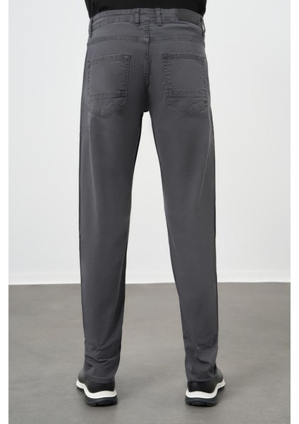 Koyu Antrasit Düz Gabardin Pamuklu 5 Cep Slim Fit Casual Pantolon 1003245319