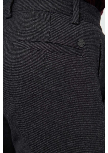 Siyah Düz Gabardin Pamuklu Yan Cep Slim Fit Casual Pantolon 1003245162