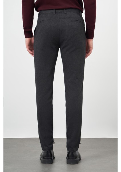 Siyah Düz Gabardin Pamuklu Yan Cep Slim Fit Casual Pantolon 1003245162