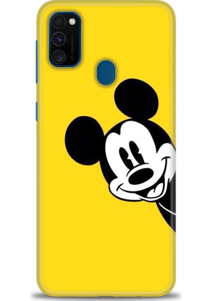 Samsung Galaxy M21 Kılıf Hd Baskılı - Sarı Mickey Mouse + 9h Nano Ekran Koruyucu